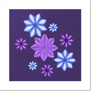 Purple and blue flowers, graphics Posters and Art